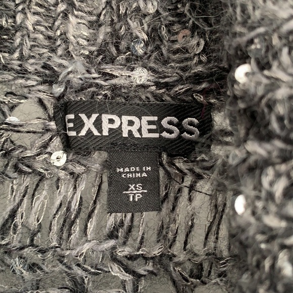 Charcoal sequin cropped Express brand cardigan size xs - Picture 2 of 5